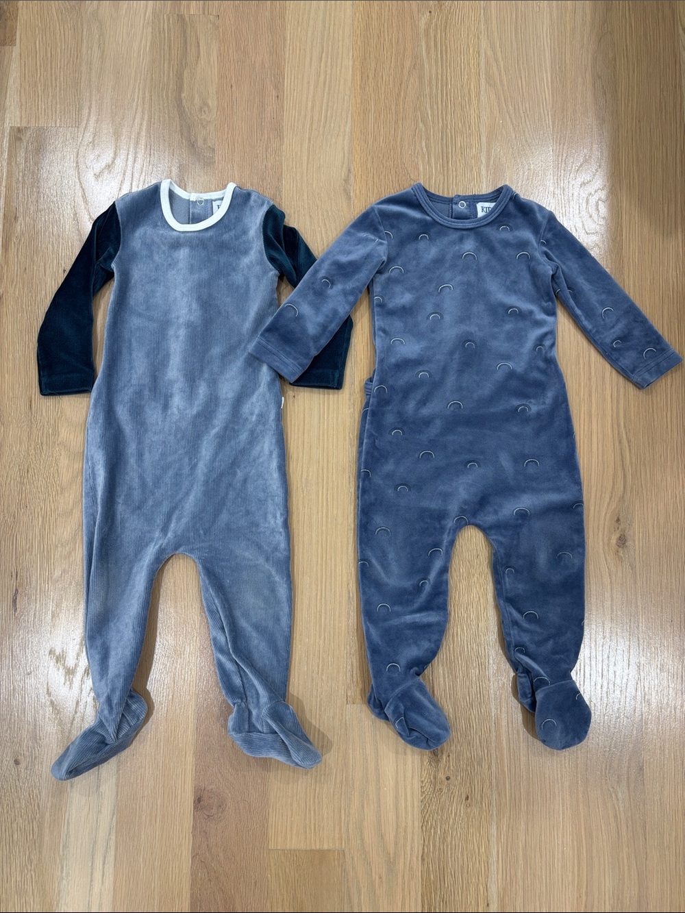 Plush Slate Blue Footed One-Piece for Kids